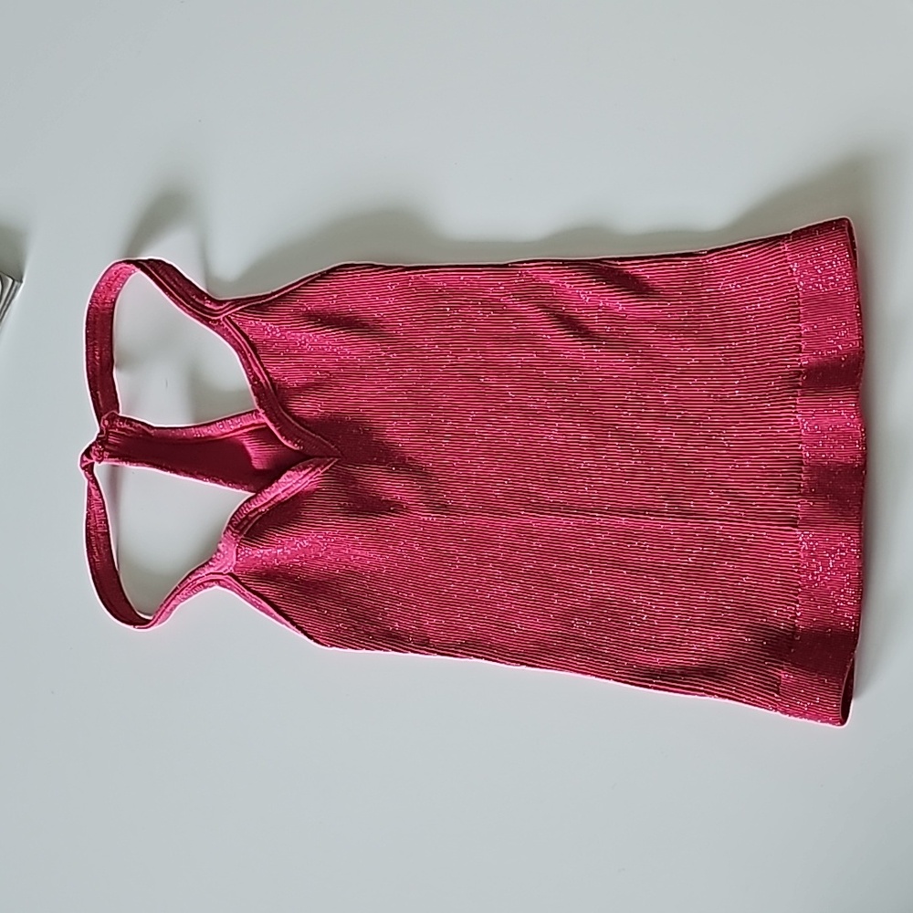 FREE PEOPLE | Happiness Runs Lurex Sweetheart Crop Tank Fushia with glitter - Picture 3 of 7